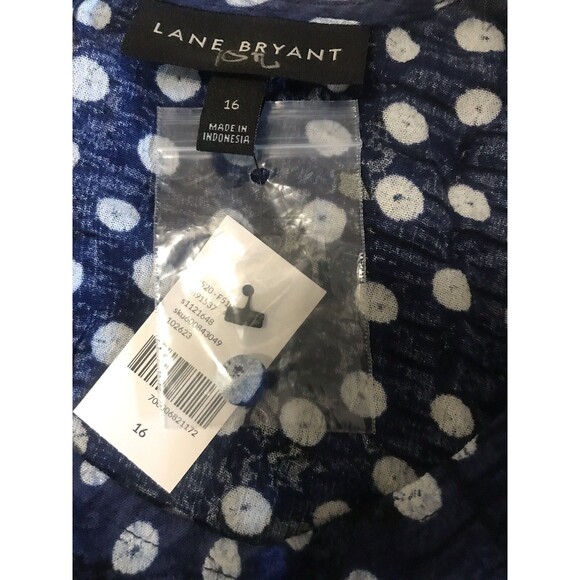 Lane Bryant Womens Plus 16 Flutter Short Sleeve Blue Polka Dot Rayon Top - Picture 8 of 9